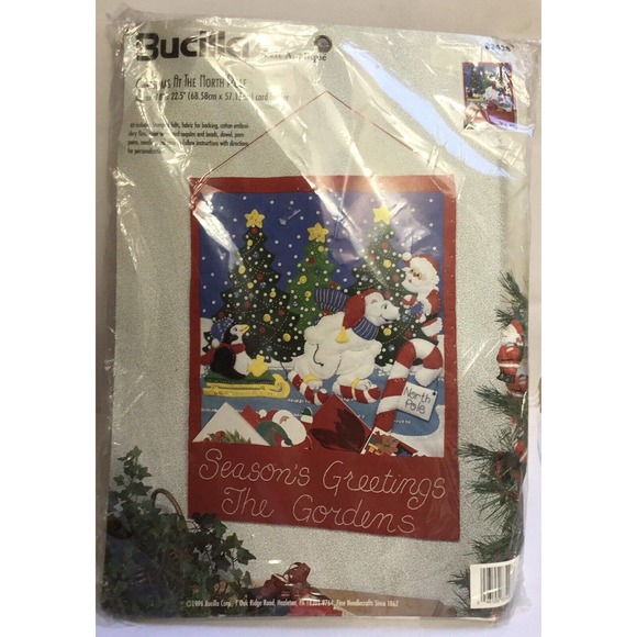 Bucilla Christmas At The North Pole Felt Applique Card Holder Kit Sealed 1996